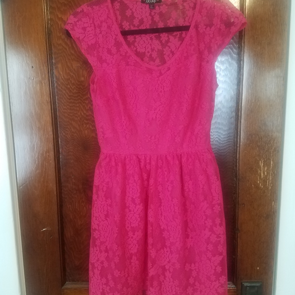 Hot pink, lace, skater dress